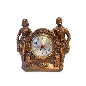 Western Theme Cowboy & Cowgirl Roy Rogers & Dale Evans Electric Mantle Clock